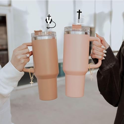 Jesus Straw Covers - Christian Straw Cap Set for 10MM Straws, 4 Caps & Chains