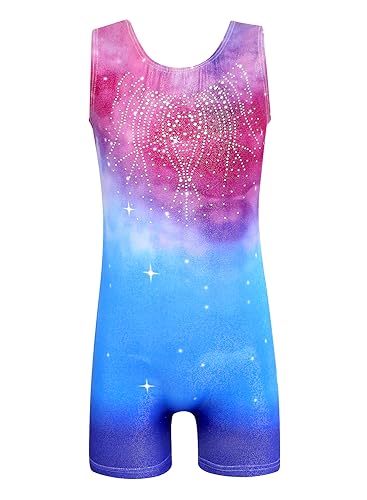 Girls' Sleeveless Sparkly Leotard - Red & Blue (5-6 Years)
