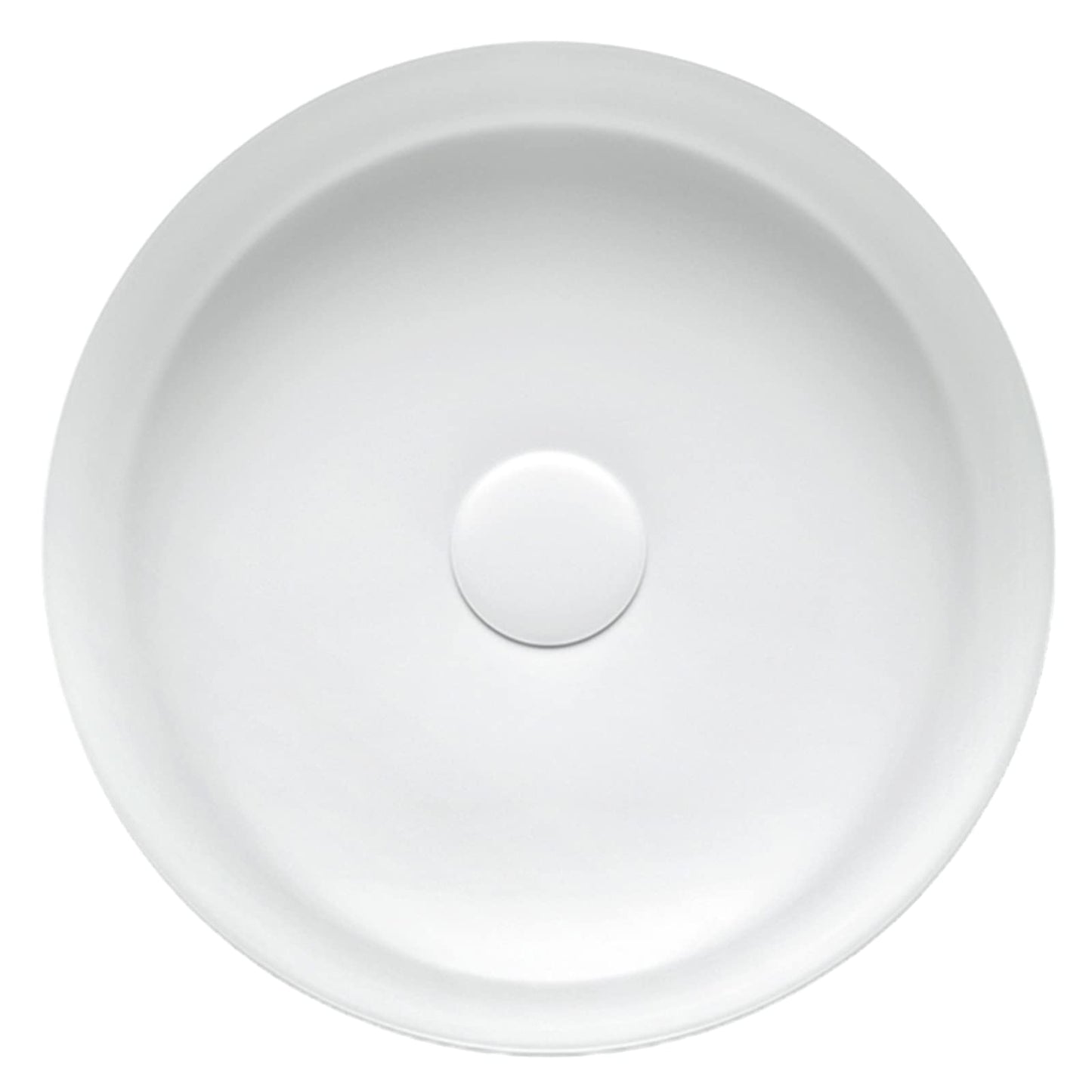 KINGWONG 14 Inch Small Vessel Sink for Bathroom - Round Countertop Modern Above Counter White Ceramic Porcelain Vanity Sink Basin for Cabinet 14 x 14