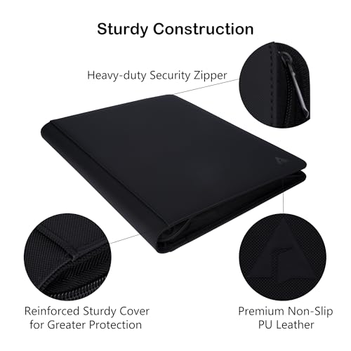 Rayvol 16-Pocket Top Loader Binder Black for 704 Cards - Side Loading Album