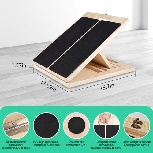 Calf Stretching Slant Board - Adjustable Wooden Incline Board