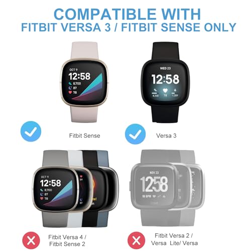 Soft TPU Screen Protector Case for Fitbit Sense & Versa 3 - 2 Pack Black