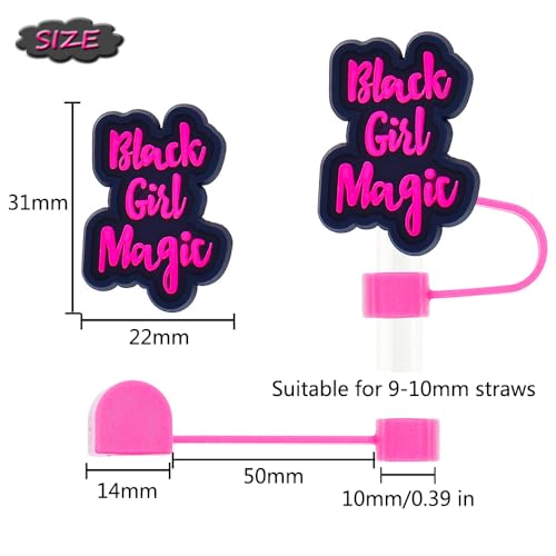 8-Piece Pink Black Girl Straw Covers for Stanley Cup - Black Girl 1
