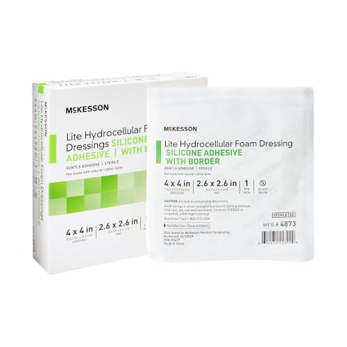 McKesson Lite Hydrocellular Foam Dressings, Border, 4 x 4 in, 10 Pack