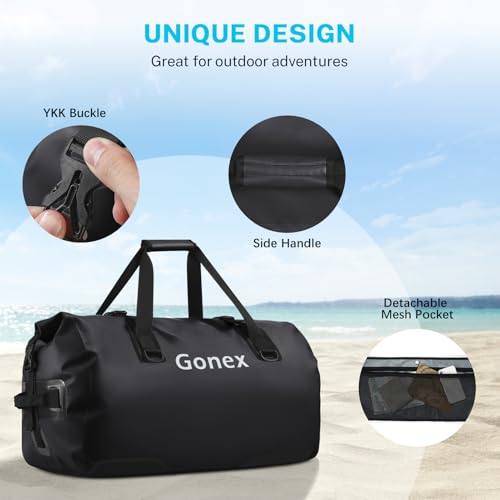 Gonex Waterproof Duffel Bag 80L Black Travel Dry Bag for Kayaking & Outdoors