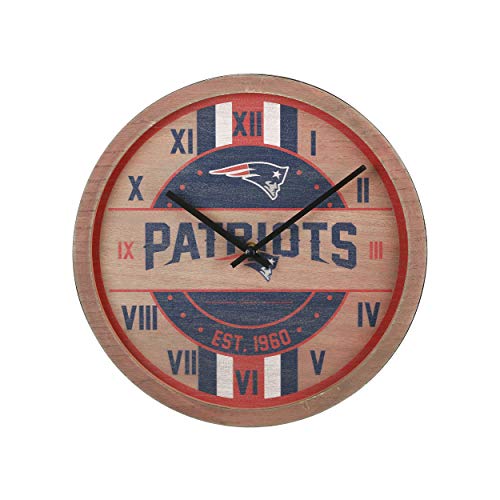 New England Patriots Wooden Barrel Wall Clock - Official NFL Team Decor
