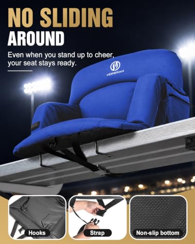 Heated Stadium Seats for Bleachers - 25" Extra Thick, 3 Heat Levels, Reclining, Blue 2PC