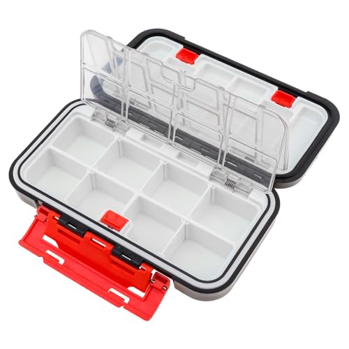 Fishing Tackle Storage Box - Double Sided Waterproof, 16 Compartments - Black