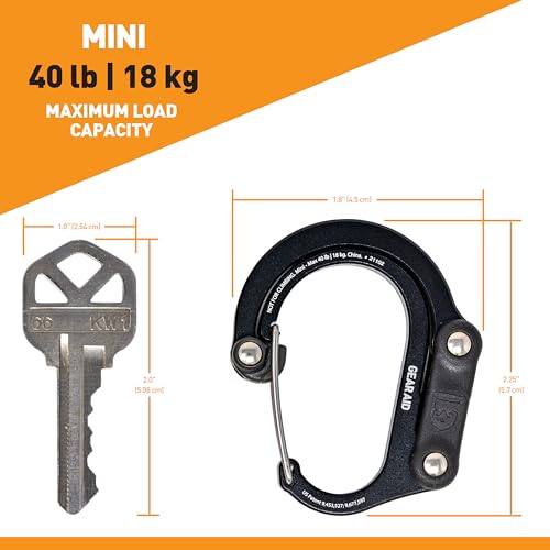 Gear Aid HeroClip Mini 360° Swivel Carabiner Clip & Hook - Black & Blue, 2 Pack