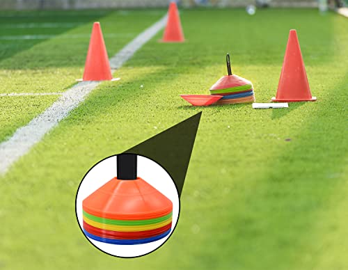 Agility Disc Cones Set - 50 Pack with Carry Bag & Holder