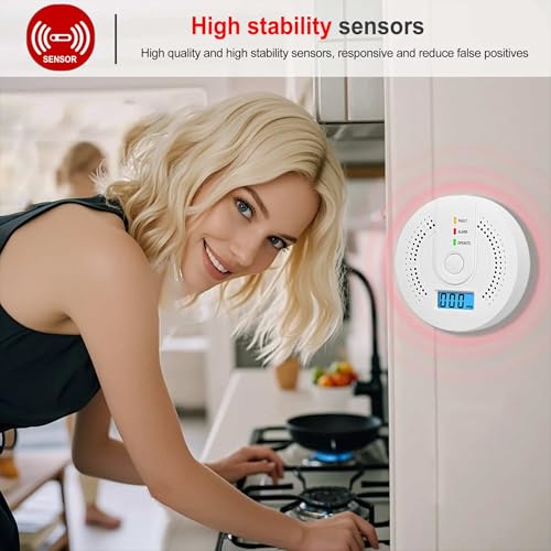 Digital Carbon Monoxide Detector with LCD Display and Sound Warning, Fault/Alarm/Operate Indicators,AA Battery Powered, CO Sensor Complies with UL 2034 Standards for Home(3/Pack)