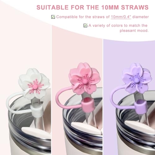 Initial Letter Charm & Silicone Straw Cover Set for 10mm Tumbler Straws - Pink