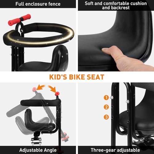 Kid's Front Mounted Bike Seat for Children 2-4 Years - Black