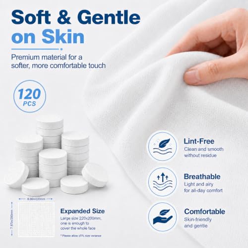 120PCS Compressed Towel Tablets - Disposable Travel Face Towels