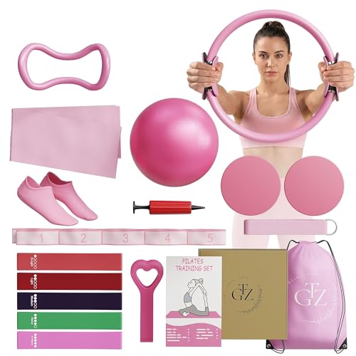 18-Piece Pilates Equipment Set - Home Workout Kit - Pink