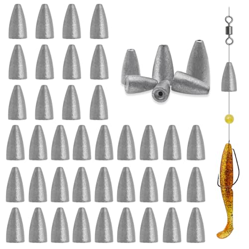 1/16oz Bullet Weights Sinkers - 50Pcs for Bass Fishing