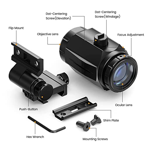 3X Red Dot Magnifier with Adjustable Flip-to-Side Mount