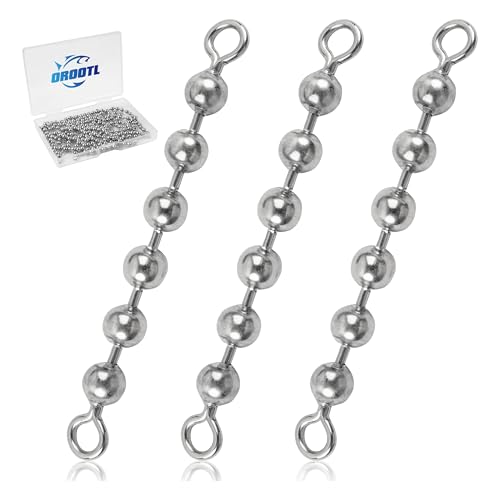 OREOTL 3/16'' (4.5mm) Stainless Steel Fishing Bead Chain Swivels 20/40pcs Trolling & Saltwater Tackle