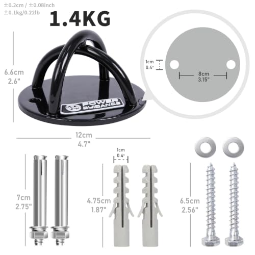 Wall and Ceiling Mount Bracket for Suspension Straps - Black (Set of 2)