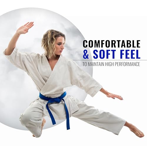 DXM SPORTS 220cm Blue Martial Arts Belt for Karate, Judo, Aikido & Taekwondo - Durable Cotton, Double Stitched for Kids & Adults