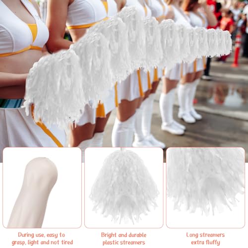 Meooeck White Cheerleading Pom Poms 80 Pcs Sports Dance Spirit Cheer Accessories