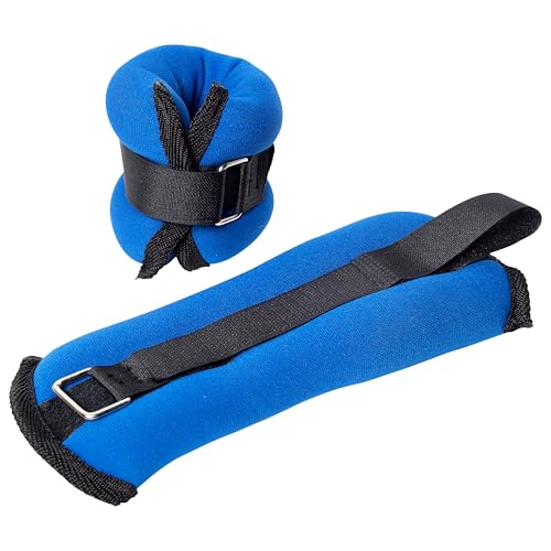 1 lb Adjustable Ankle/Wrist Weights - Soft Neoprene - Blue Pair