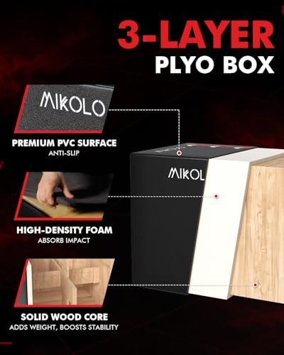 3-in-1 Foam Plyometric Jump Box - Soft with Wood Core, 16" x 14" x 12"
