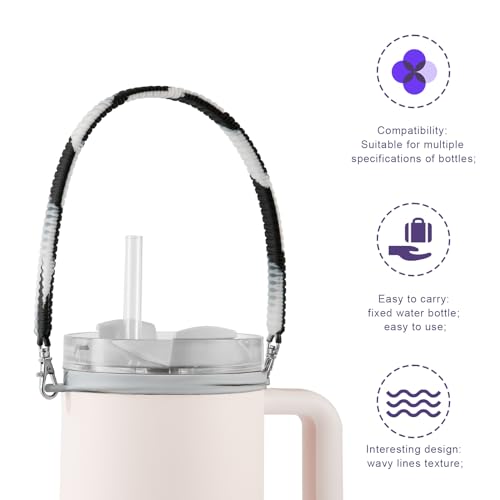 Silicone Water Bottle Handle Strap - Blue, White, Black