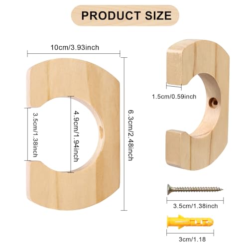 Wooden Paddle Hanger Rack - 4 Pack Clear Varnish Storage