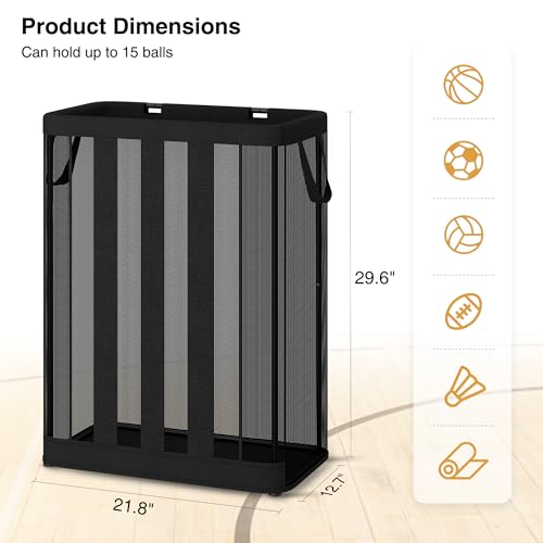 Ball Storage Basket - Wall-Mounted or Freestanding Organizer for 15 Balls