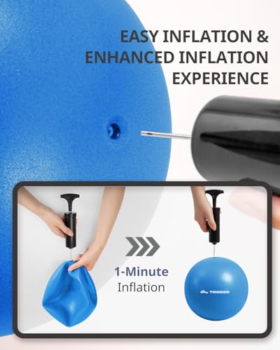 7-8 Inch Pilates Ball with Pump - Blue Small Core Ball for Yoga & Therapy