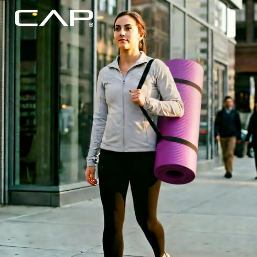 Extra Thick 1-Inch Yoga Mat with Strap - Gray