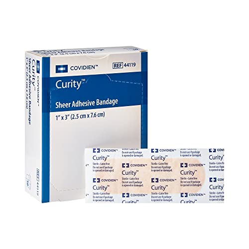 Sterile Sheer Adhesive Bandages - 1 x 3 Inches, 50 Pack