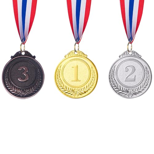 2-Inch Award Medals - Gold, Silver & Bronze Winner Set - 3pcs