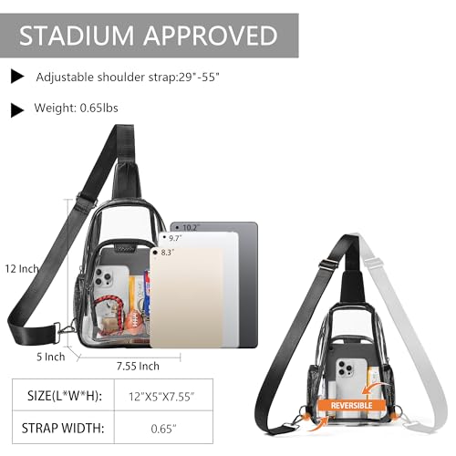 Clear Crossbody Bag for Stadium Events - Black