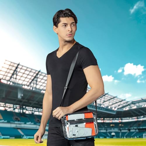 Clear Purse for Stadium Events - Small Messenger Bag - Black