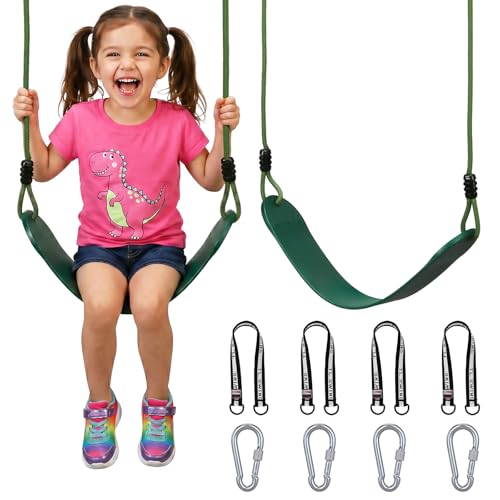 HeyZoo 2 Pack Heavy Duty Kids Swing Seats 330LBS, Green, Adjustable Rope