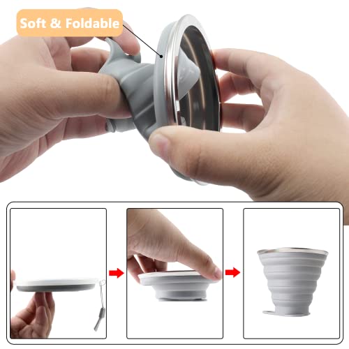 Collapsible Travel Cup - 2 Pack Silicone 270ml - Grey & Blue
