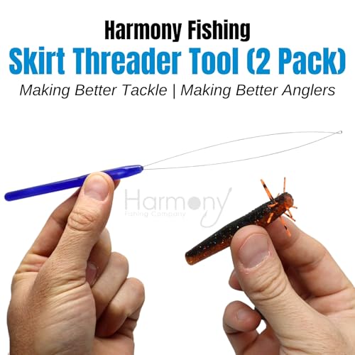 Fishing Skirt Threader Tool 2-Pack with Silicone Skirts for Soft Plastic Baits