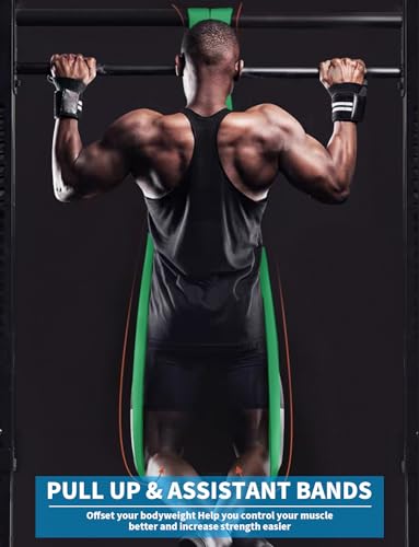 WSAKOUE Resistance Bands Set Blue & Green - Pull Up & Workout Exercise Bands for Men & Women