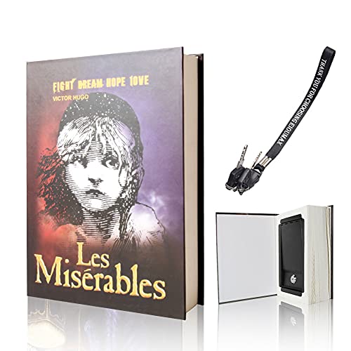 EIOUMAX Booksafe Diversion Secret Real Book Hidden Safe with Key Lock Real Paper Book Locking-Les Miserables
