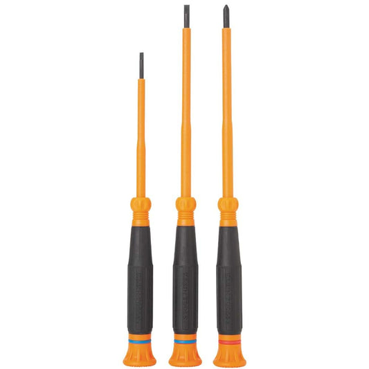 Klein Tools 85613INS Mini Precision Screwdriver Set, 1000V Rated Insulated Screwdrivers, #1 Phillips, 3/32, 1/8-Inch Slotted Tips, 3-Piece