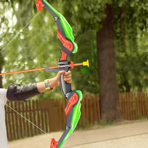 Kids Bow and Arrow Set - LED Light-Up Archery Toy with Target