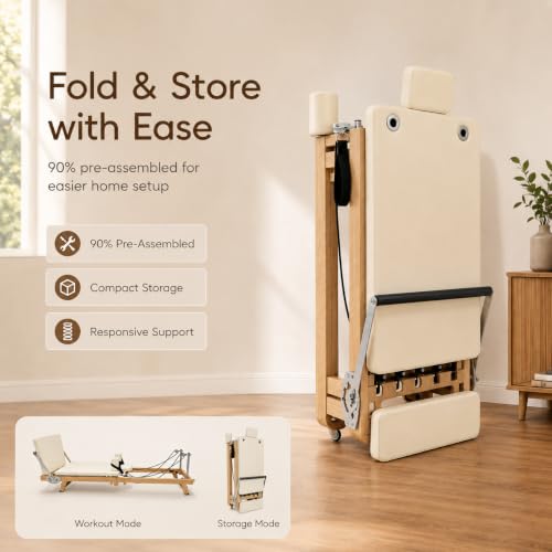 75" Foldable Pilates Reformer with Jumpboard & Foot Bar - 74.80"D x 18.90"W x 7.87"H