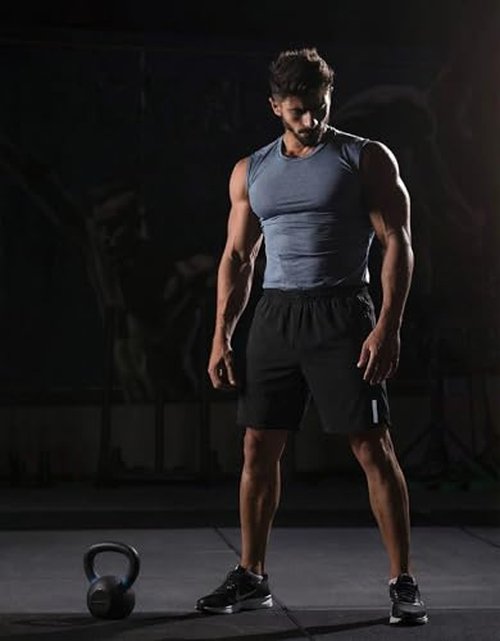 COOFANDY Men's Athletic Running Shorts Quick Dry 7" Workout Gym Short Lightweight Active Sport Short for Tennis Hiking Black Large