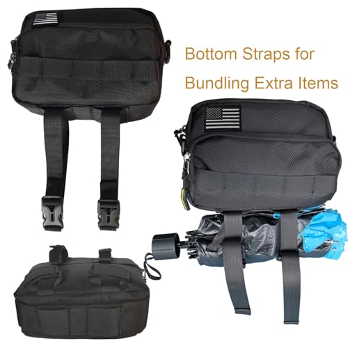 Larswon Black Motorcycle Handlebar Front Bag – Water-Resistant 8.2 x 5.6 x 3.5 in HUD Patch Panel