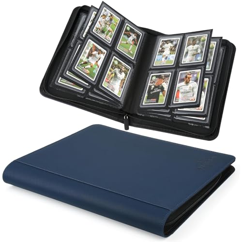 CARDBINDER Blue 4-Pocket Toploader Card Binder for 3x4 Cards, Holds 128 Cards