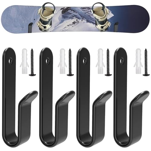 4 Pack Snowboard Wall Rack - Heavy Duty Storage Clips