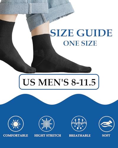 Men's Spring & Summer Socks 6 Pairs - Casual, Breathable, Deodorant - Black-White-Dark Grey-Dark Blue, MapleLeafSwallow