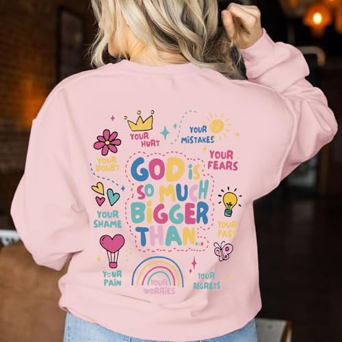 Christian Inspirational Hoodie for Women - Jesus Faith Pullover - Pink / Small